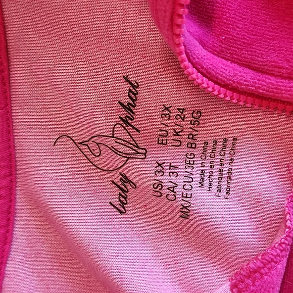 Forever 21 Baby Phat hot pink velour half zip crop jacket hoodie plus size Y2K - Picture 5 of 6